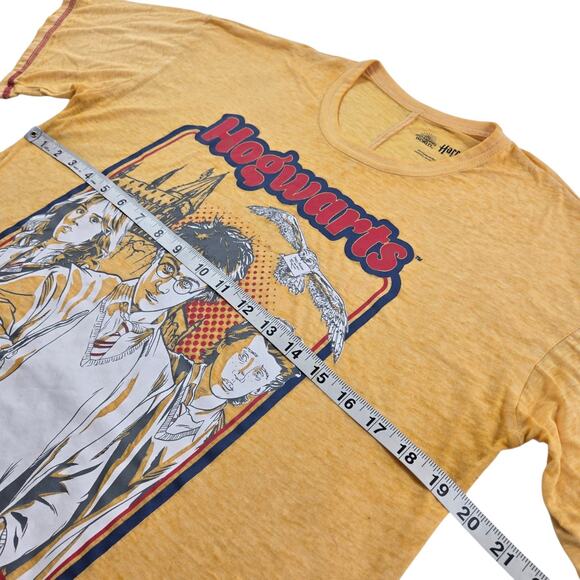 Harry Potter Hogwarts Top Yellow Burnout Graphic Tee Womens Size M Short Sleeve - Picture 9 of 11